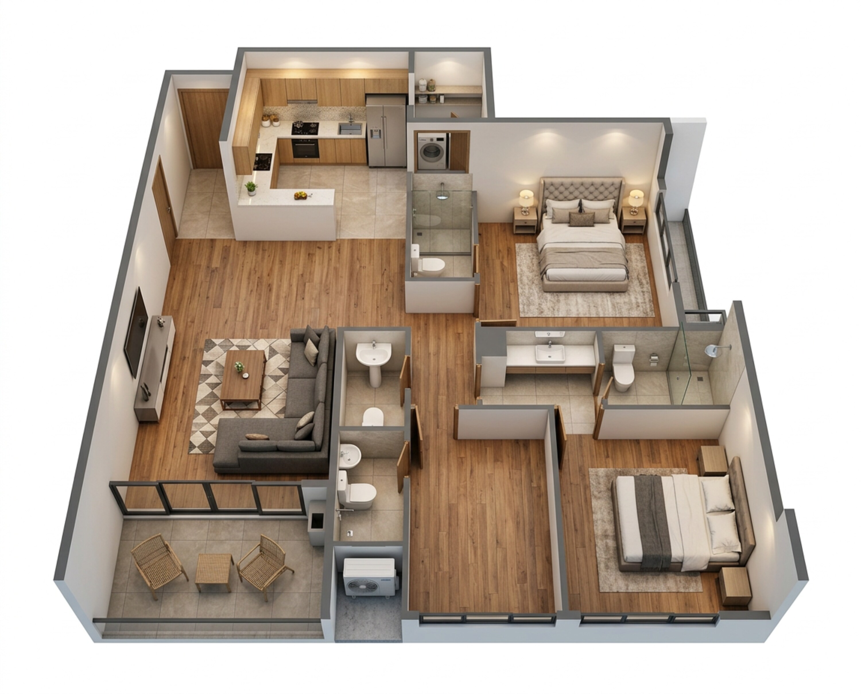 Floor plan of 3 BHK 1292 Sq. Ft. Apartment in Kalpataru Vian, Mumbai