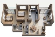 Floor plan of 2 BHK 1200 Sq. Ft. Apartment in Puravankara Purva Heritage, Bangalore