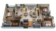 Floor plan of 3 BHK 1500 Sq. Ft. Apartment in Puravankara Purva Heritage, Bangalore
