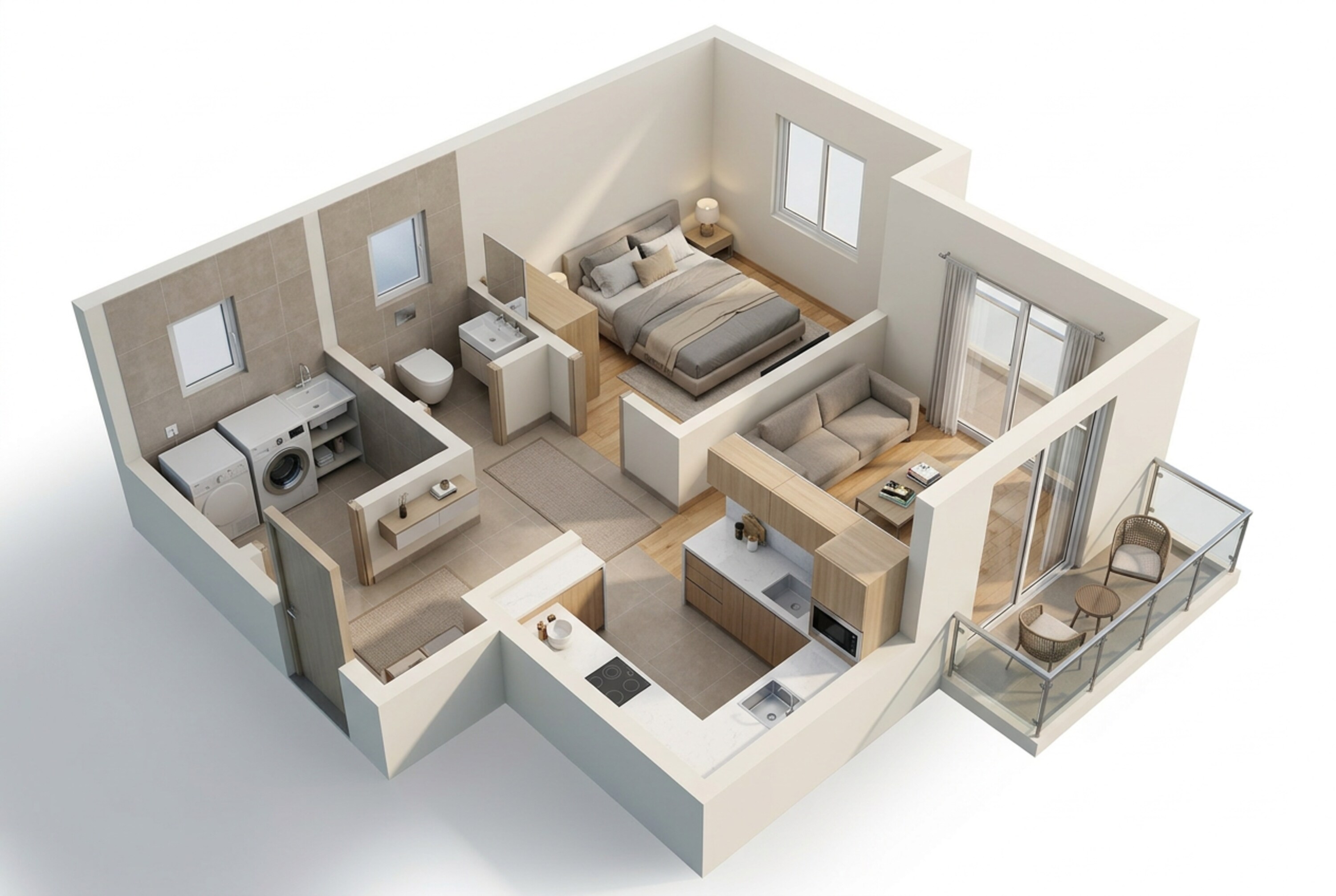 Floor plan of 1 BHK 444 Sq. Ft. Apartment in Rohan Abhilasha 4, Pune