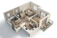 Floor plan of 1 BHK 444 Sq. Ft. Apartment in Rohan Abhilasha 4, Pune