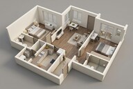 Floor plan of 2 BHK 685 Sq. Ft. Apartment in Rohan Abhilasha 4, Pune