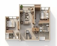 Floor plan of 2 BHK 582 Sq. Ft. Apartment in Rohan Abhilasha 3, Pune