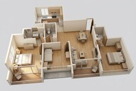 Floor plan of 3 BHK 884 Sq. Ft. Apartment in Gurukrupa Manoharam, Mumbai