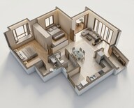 Floor plan of 2 BHK 844 Sq. Ft. Apartment in Jhamtani Ace Ayodhya, Pune