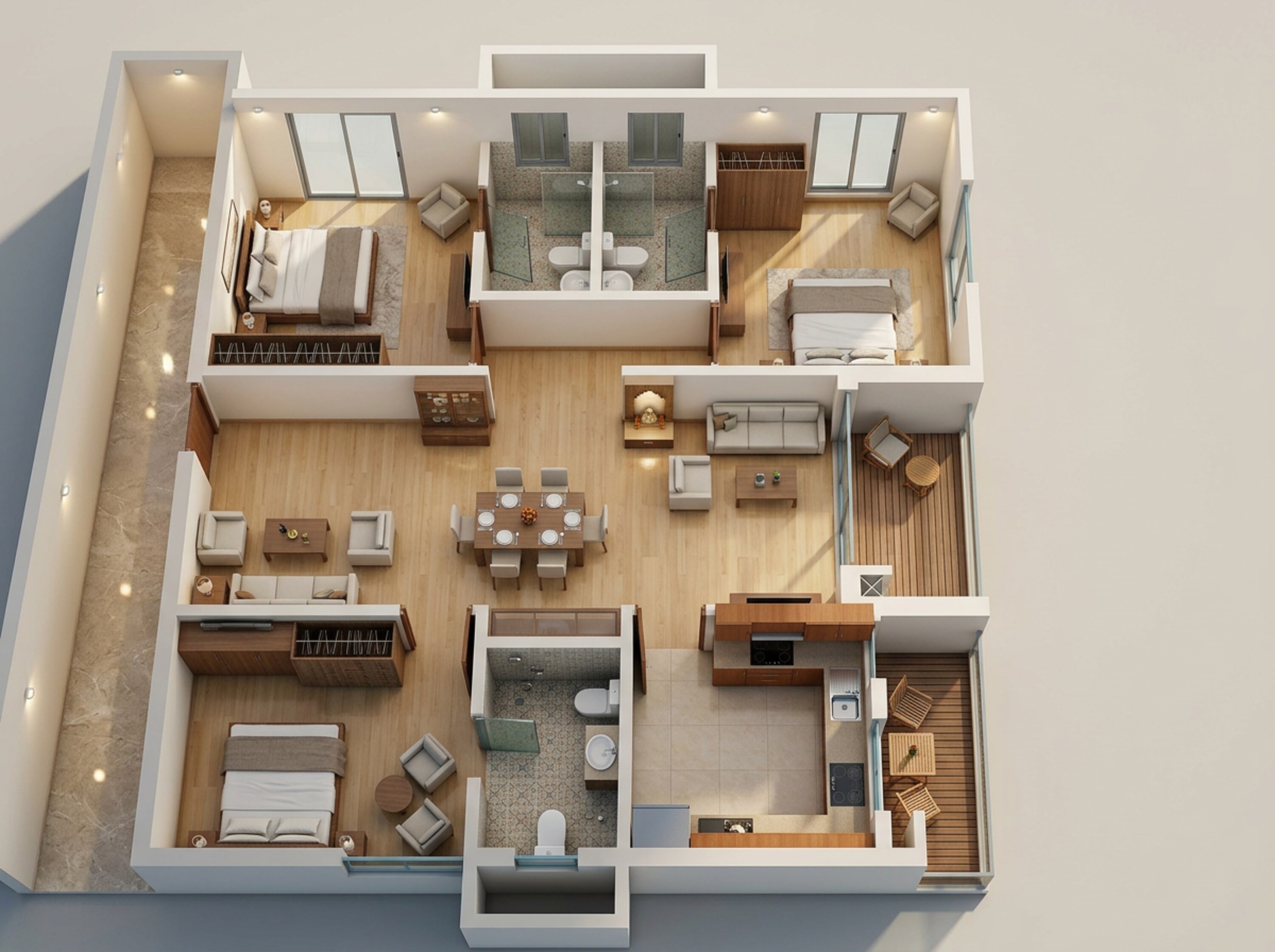 Floor plan of 3 BHK Apartment - 1798 sq. ft. in Raghava Linq, Hyderabad