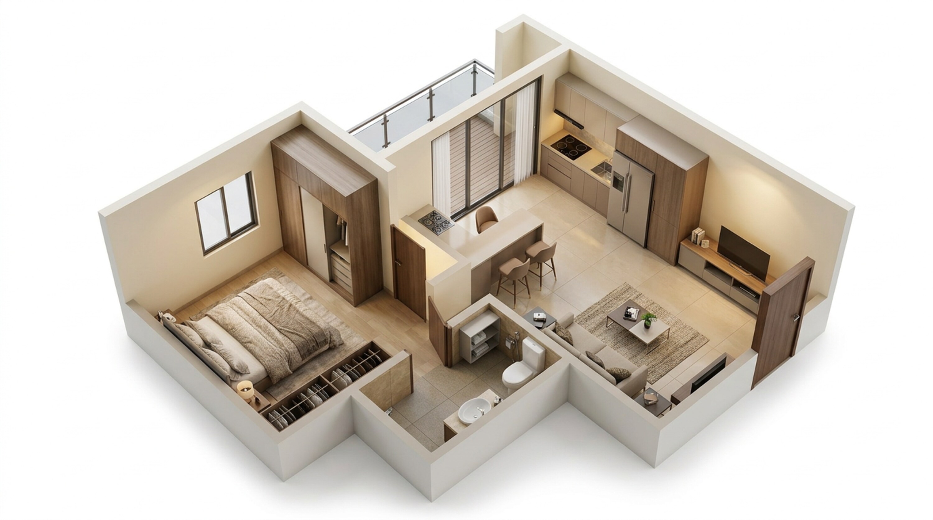 Floor plan of 1 BHK Apartment - 645 sq. ft. in Sobha Dream Acres Oasis, Bangalore