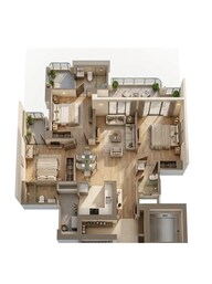 Floor plan of 3 BHK 1550 Sq. Ft. Apartment in Gaur Alaris, Greater Noida