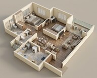 Floor plan of 2 BHK 843 Sq. Ft. Apartment in Mittal Sun Garnet, Pune