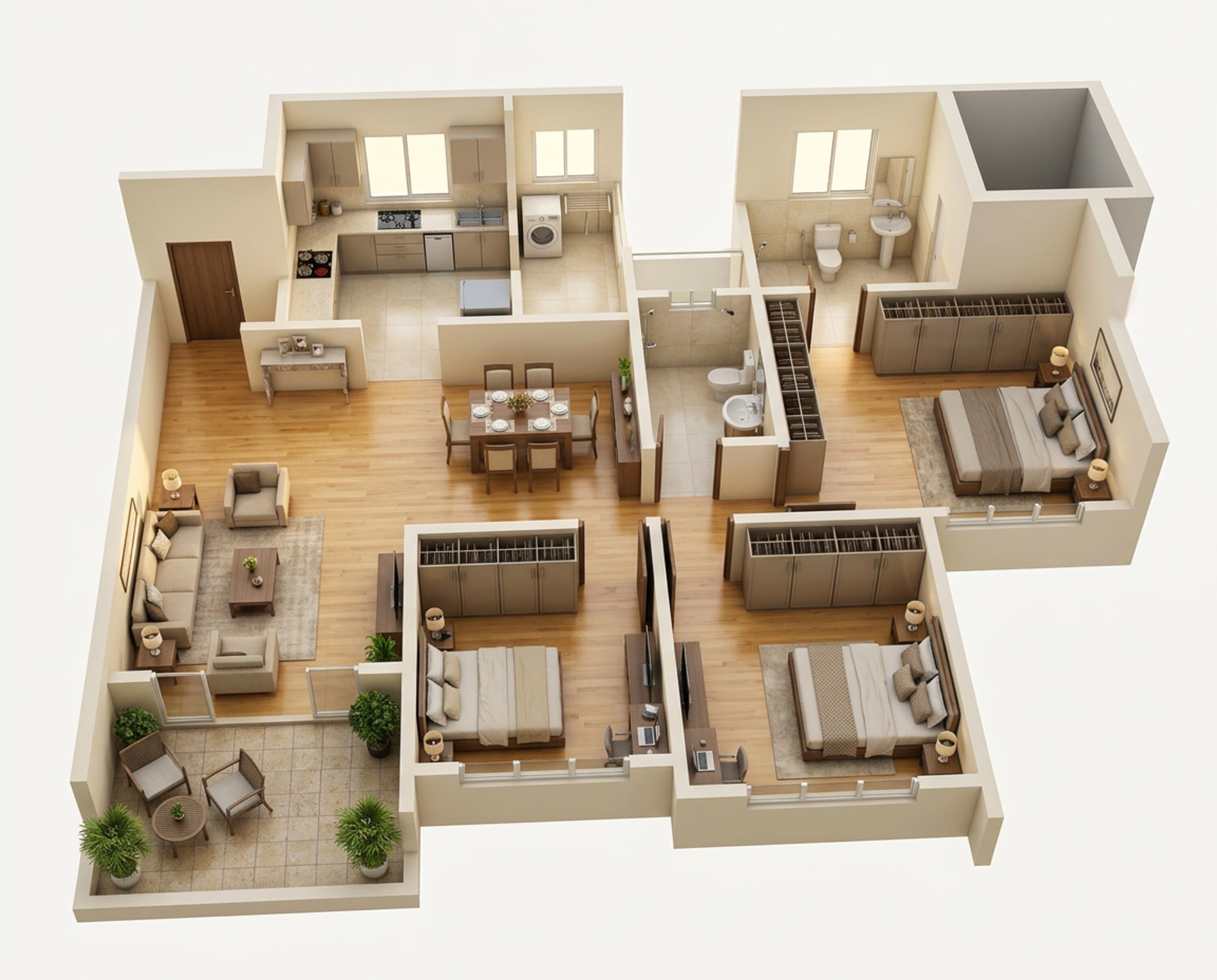 Floor plan of 2 BHK 1014 Sq. Ft. Apartment in Mittal Sun Garnet, Pune