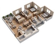 Floor plan of 3 BHK 1176 Sq. Ft. Apartment in Mittal Sun Garnet, Pune