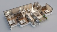 Floor plan of 3 BHK 1063 Sq. Ft. Apartment in Lodha Belmont, Thane