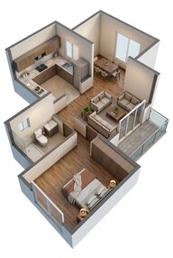 Floor plan of 1 BHK 1013 Sq. Ft. Apartment in Casagrand Vienna, Chennai