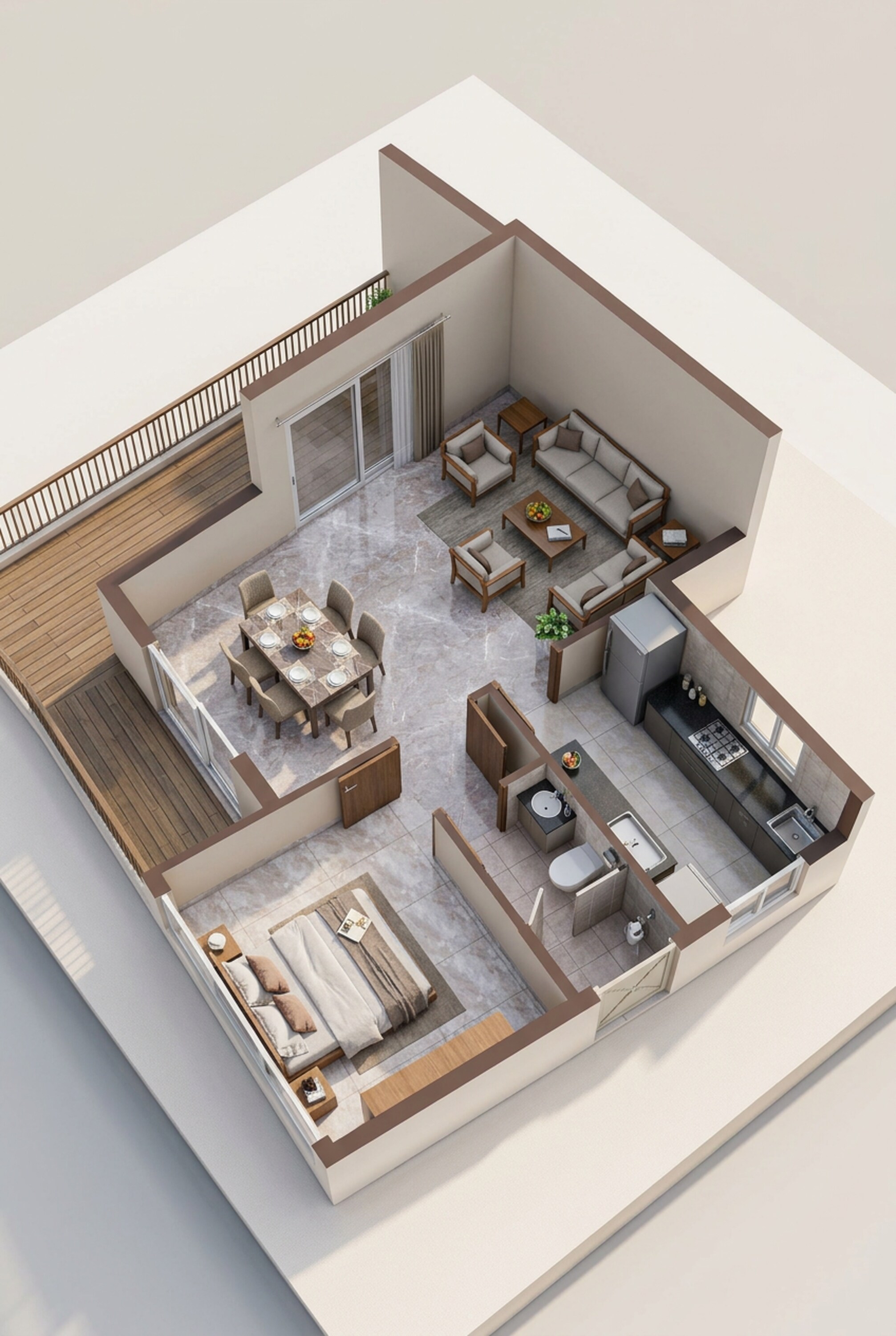 Floor plan of 1 BHK 1029 Sq. Ft. Apartment in Casagrand Vienna, Chennai