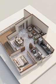 Floor plan of 1 BHK 1029 Sq. Ft. Apartment in Casagrand Vienna, Chennai