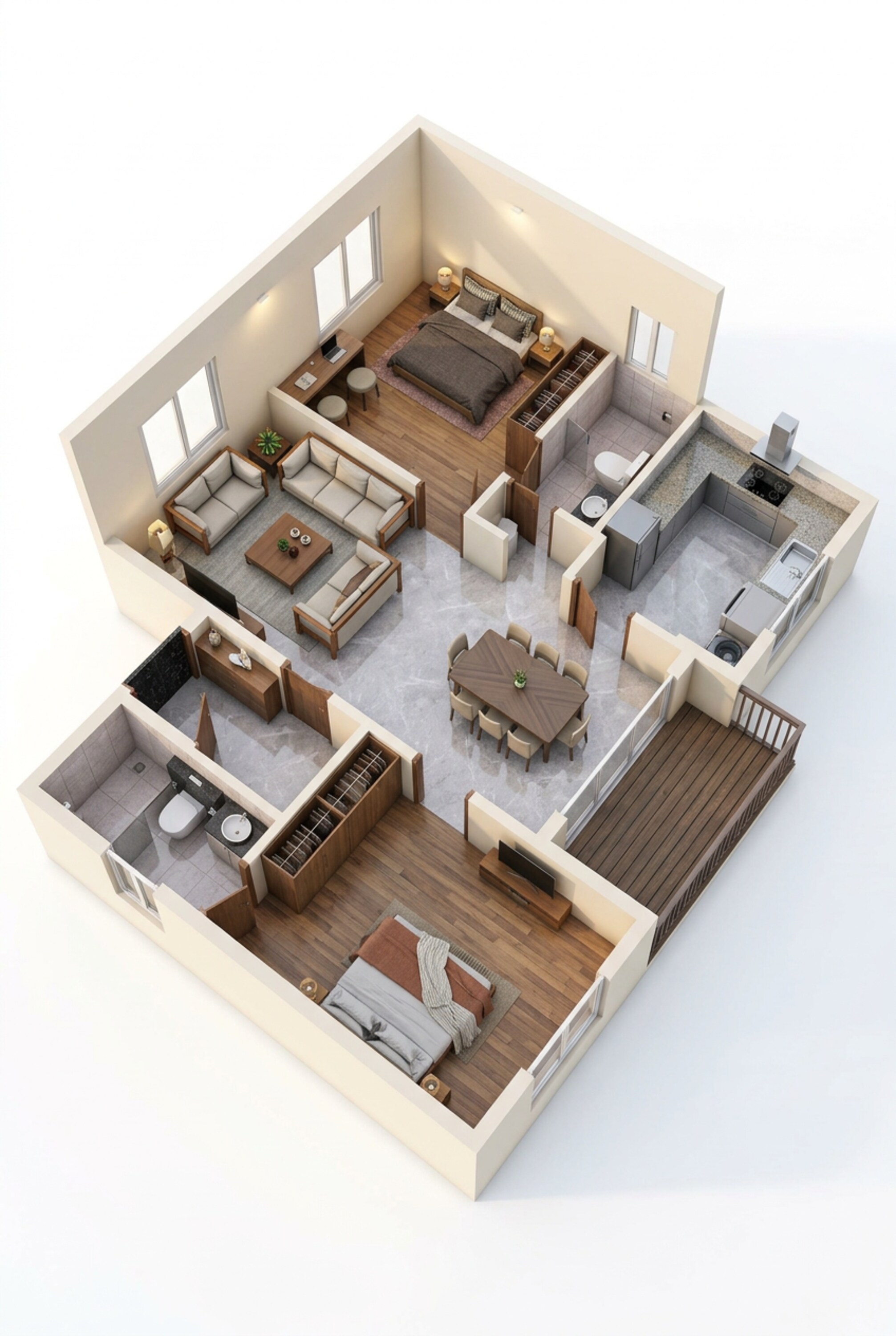 Floor plan of 2 BHK 1211 Sq. Ft. Apartment in Casagrand Vienna, Chennai