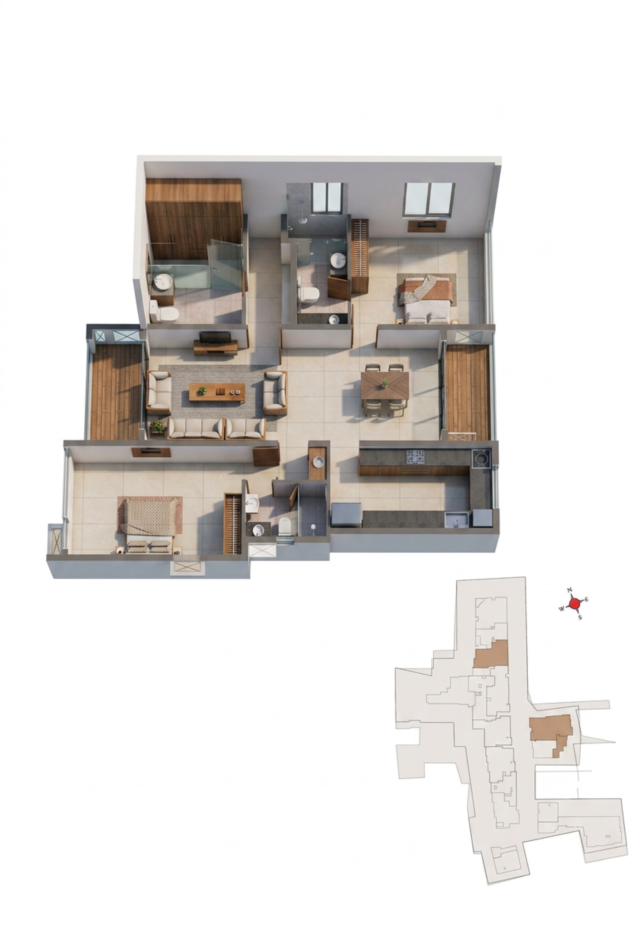 Floor plan of 2 BHK 1910 Sq. Ft. Apartment in Casagrand Vienna, Chennai