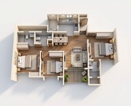 Floor plan of 3 BHK 1052 Sq. Ft. Apartment in Mittal Sun Glory, Pune