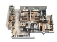 Floor plan of 3 BHK 1041 Sq. Ft. Apartment in Namrata 6 Boulevard, Pune