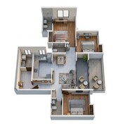 Floor plan of 3 BHK 937 Sq. Ft. Apartment in GK F Signature, Pune