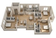 Floor plan of 3 BHK 1362 Sq. Ft. Apartment in Arvind Imperia, Ahmedabad
