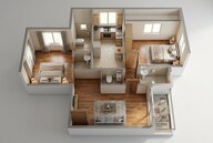Floor plan of 2 BHK 705 Sq. Ft. Apartment in JPV Pratap Bhavan, Mumbai