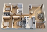 Floor plan of 3 BHK 1292 Sq. Ft. Apartment in Chaitanya Radha Madhuban, Mumbai