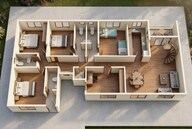 Floor plan of 3 BHK 1568 Sq. Ft. Apartment in Chaitanya Radha Madhuban, Mumbai