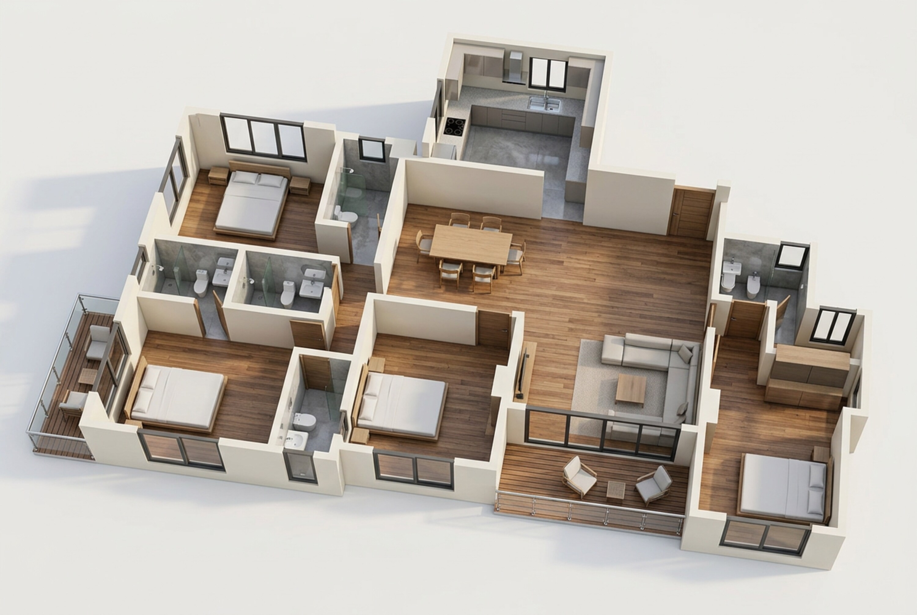 Floor plan of 4 BHK 1732 Sq. Ft. Apartment in Chaitanya Radha Madhuban, Mumbai