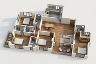 Floor plan of 4 BHK 1732 Sq. Ft. Apartment in Chaitanya Radha Madhuban, Mumbai