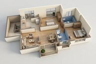 Floor plan of 2 BHK 1075 Sq. Ft. Apartment in Hero Homes Ludhiana, Ludhiana