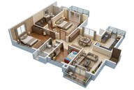Floor plan of 2 BHK 1280 Sq. Ft. Apartment in Hero Homes Ludhiana, Ludhiana