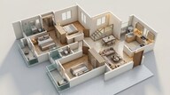 Floor plan of 3 BHK 1310 Sq. Ft. Apartment in Hero Homes Ludhiana, Ludhiana