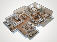 Floor plan of 3 BHK 2219 Sq. Ft. Apartment in Hero Homes Ludhiana, Ludhiana