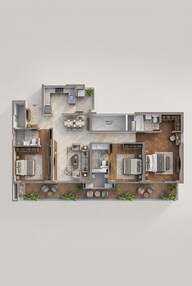 Floor plan of 3 BHK 2020 Sq. Ft. Apartment in Hero Homes Ludhiana, Ludhiana
