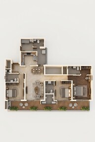 Floor plan of 3 BHK 2190 Sq. Ft. Apartment in Hero Homes Ludhiana, Ludhiana