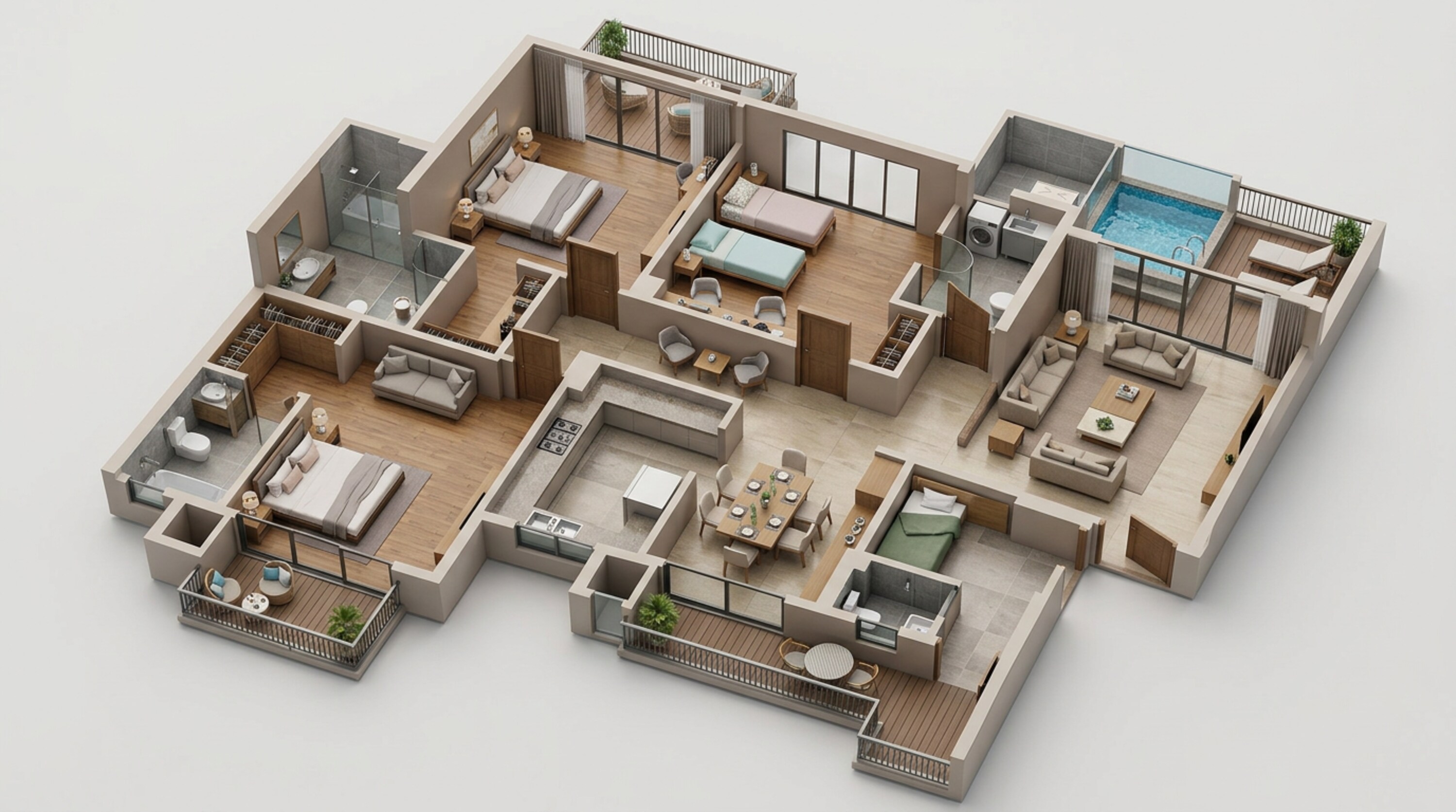 Floor plan of 3 BHK 2465 Sq. Ft. Apartment in Hero Homes Ludhiana, Ludhiana