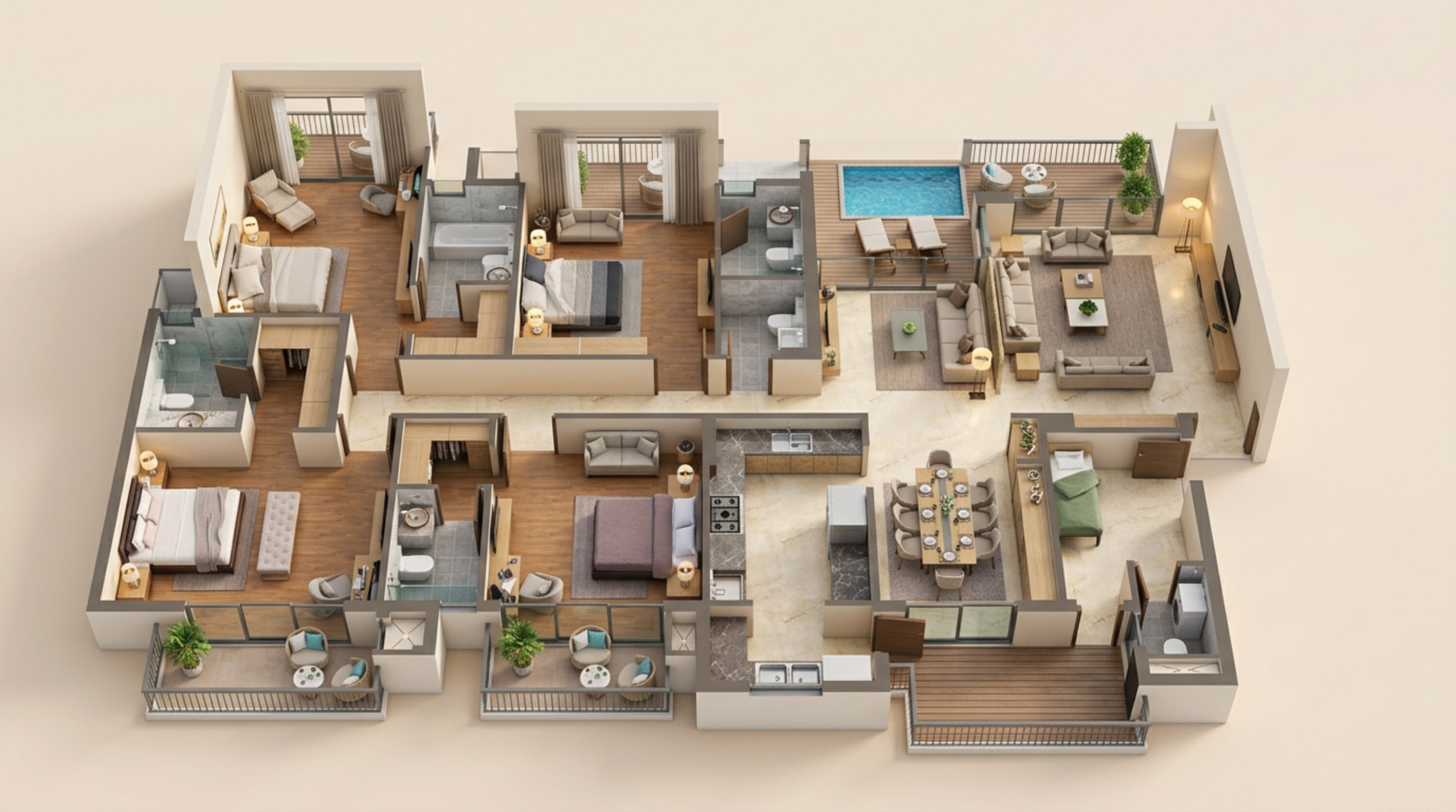 Floor plan of 4 BHK 3595 Sq. Ft. Apartment in Hero Homes Ludhiana, Ludhiana