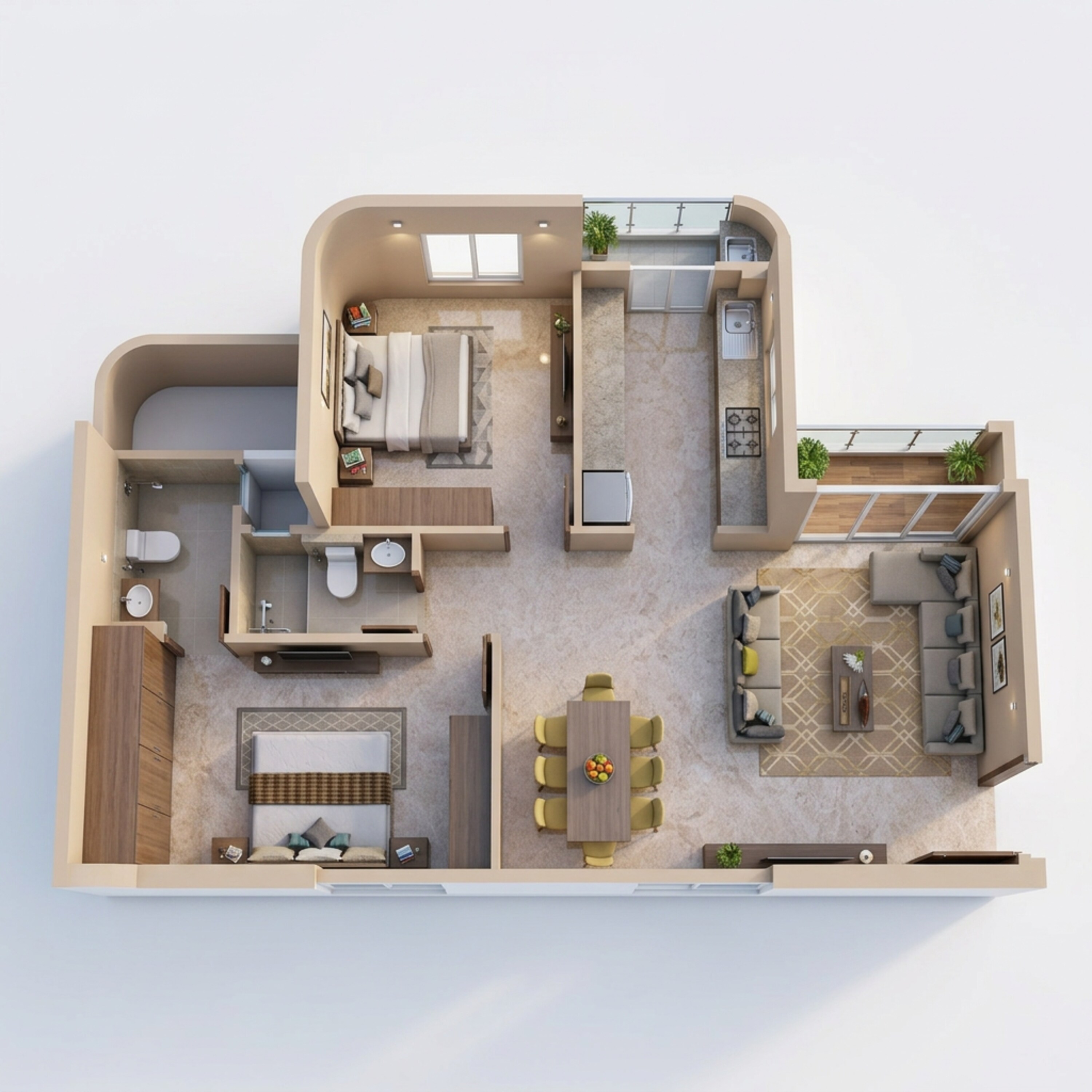 Floor plan of 2 BHK 748 Sq. Ft. Apartment in Today Altus 24, Navi Mumbai