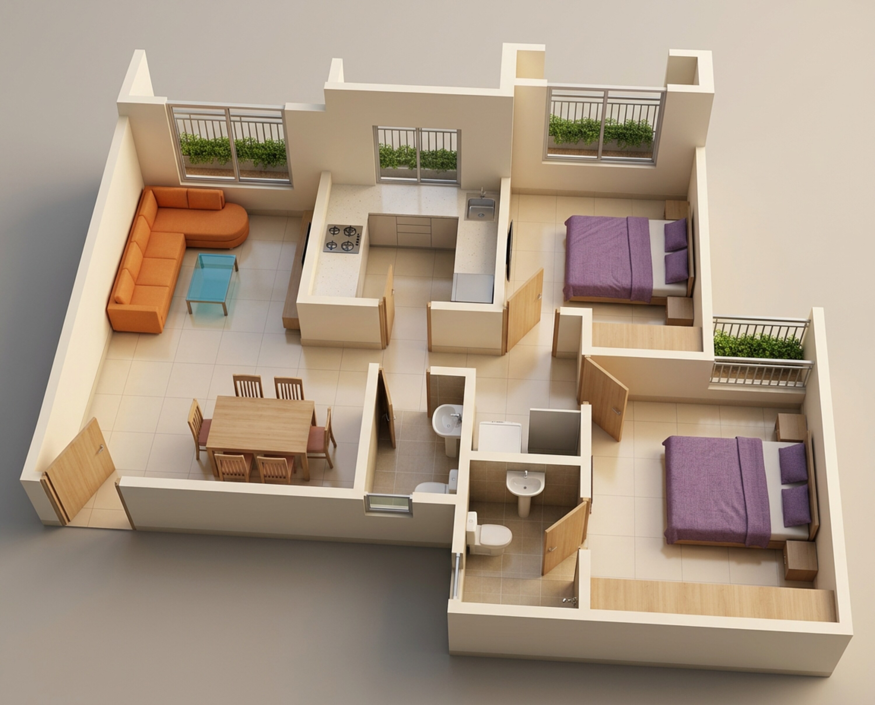 Floor plan of 2 BHK 580 Sq. Ft. Apartment in Arihant Aloki, Navi Mumbai