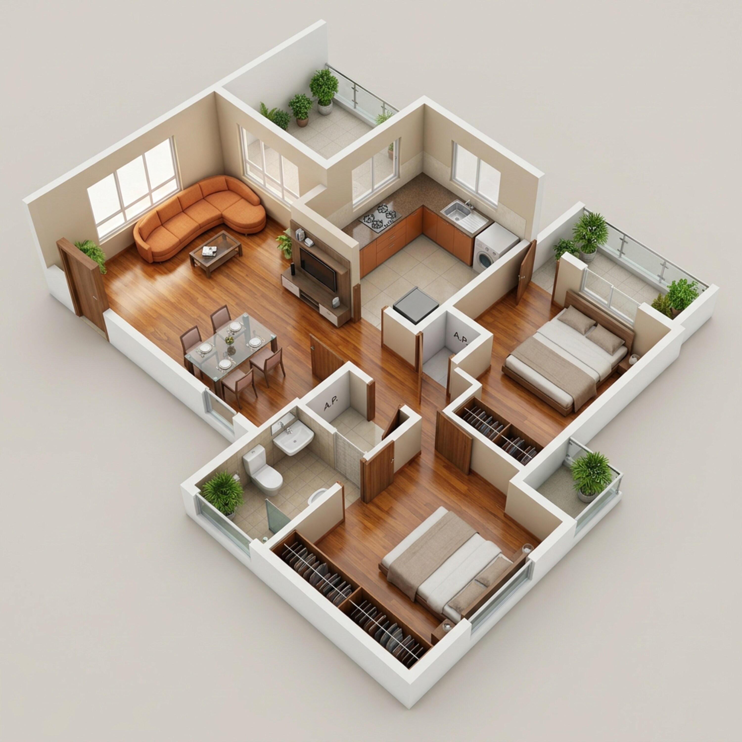 Floor plan of 2 BHK 465 Sq. Ft. Apartment in Arihant Aloki, Navi Mumbai