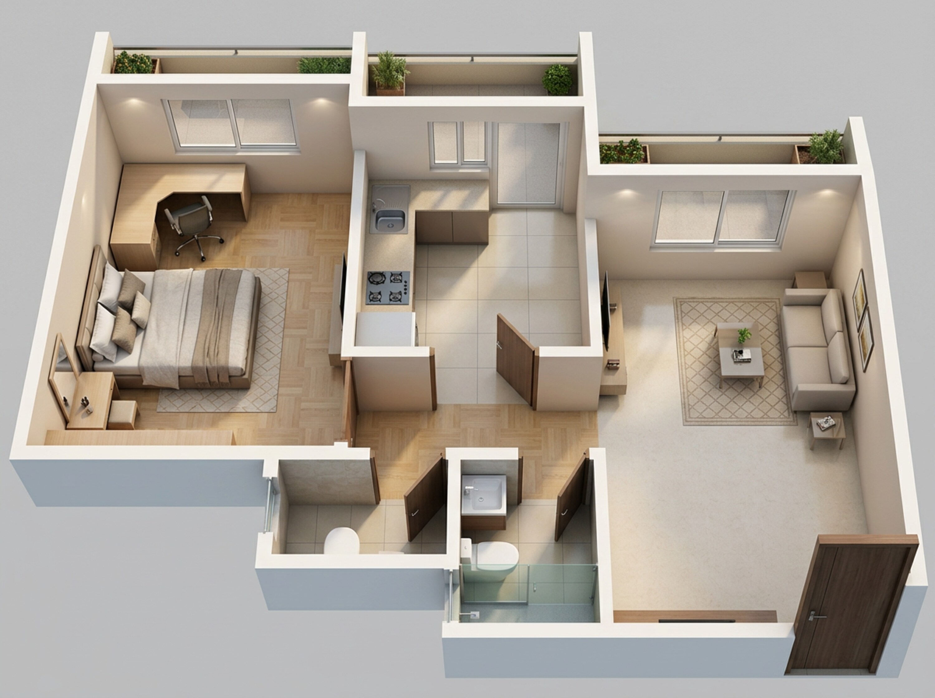 Floor plan of 1 BHK 432 Sq. Ft. Apartment in Arihant Arshiya, Navi Mumbai