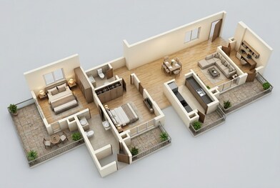 Floor plan of 2 BHK 1617 Sq. Ft. Apartment in Godrej Icon, Gurgaon