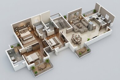 Floor plan of 3 BHK 2001 Sq. Ft. Apartment in Godrej Icon, Gurgaon