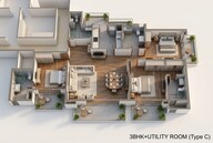 Floor plan of 3 BHK 2142 Sq. Ft. Apartment in Godrej Icon, Gurgaon
