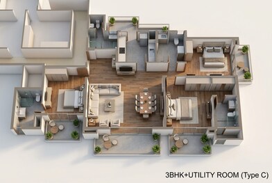 Floor plan of 3 BHK 2142 Sq. Ft. Apartment in Godrej Icon, Gurgaon