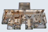 Floor plan of 2 BHK 1498 Sq. Ft. Apartment in Godrej Icon, Gurgaon