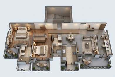 Floor plan of 2 BHK 1498 Sq. Ft. Apartment in Godrej Icon, Gurgaon