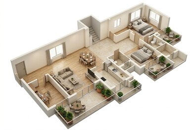 Floor plan of 2 BHK 1490 Sq. Ft. Apartment in Godrej Icon, Gurgaon