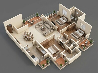Floor plan of 3 BHK 1825 Sq. Ft. Apartment in Godrej Icon, Gurgaon